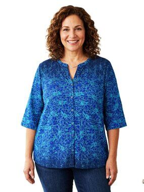 CATHERINES Button-Front Top. Plus Size 3X